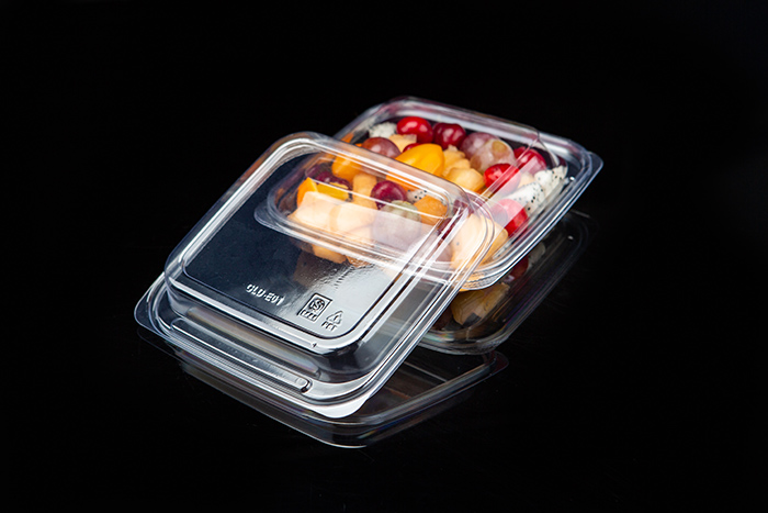 OEM Factory for Round 2 Compartment Pet Plastic Food Containers Manufacturer – GLD-E01（transparent） transparent square fruit cut salad Platter/disposable Salad Container – Yihao