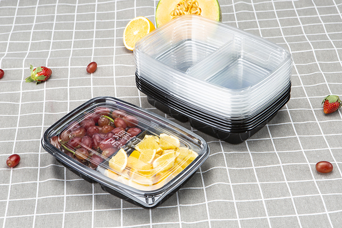 Rapid Delivery for Compartment Transparent Fruit Or Deli Tray With Lid And Dip Cup Manufacturer – GLD-165B2 2-compartment Fruit and vegetable box, salad, fruit cut, packing box, supermarket,...