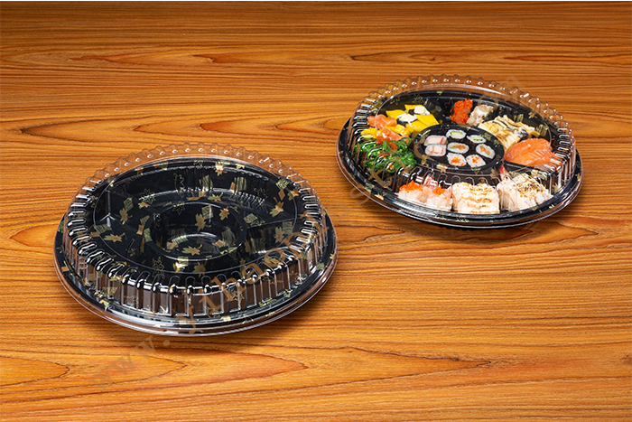 GLD-3-28AB2-4 Round with 4 compartments sushi plastic container/sushi tray