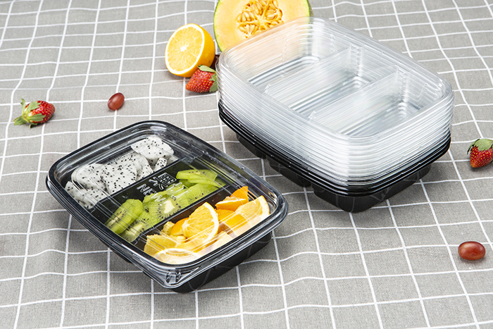 Quality Inspection for Compartment Transparent Fruit Tray With Lid Manufacturer – GLD-165B3 3-compartment Fruit and vegetable box, salad, fruit cut, packing box, supermarket, food grade raw ...