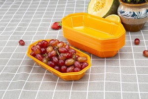 GLD-TP21-11（orange）New disposable pet transparent color plastic fruit and vegetable boat type tray mango packing box