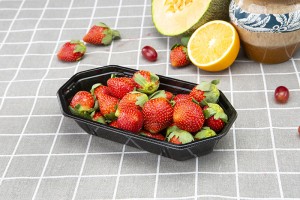 Wholesale Discount Round Clear Deli Tray With Lid And Dip Cup Manufacturer –
 GLD-TP23-13 New disposable pet transparent color plastic fruit and vegetable boat type tray mango packing box/bli...