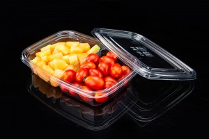 Factory Price For 3 Compartment Black Salad Bowls Manufacturer – GLD-165B2 2-compartment Fruit and vegetable box, salad, fruit cut, packing box, supermarket, food grade raw material, pet sea...