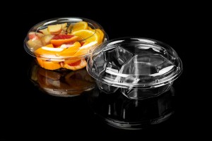 High Quality Square 2 Compartment Transparent Deli Tray With Lid And Dip Cup Manufacturer – GLD-180 Three compartment transparent plastic salad container with lid – Yihao