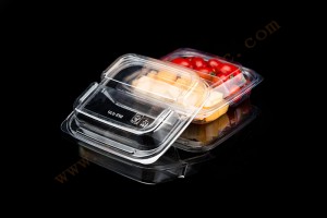 Factory Supply 6 Compartment Pet Plastic Fruit Or Deli Tray With Lid And Dip Cup Manufacturer –
 GLD-E02-C square transparent Fruit or Deli Tray with Lid manufacturer – Yihao