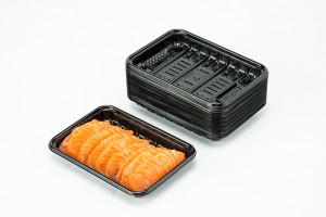 Hot New Products 2 Compartment Clear Catering Tray Manufacturer –
 GLD-1410（black） Fresh salmon disposable tray – Yihao